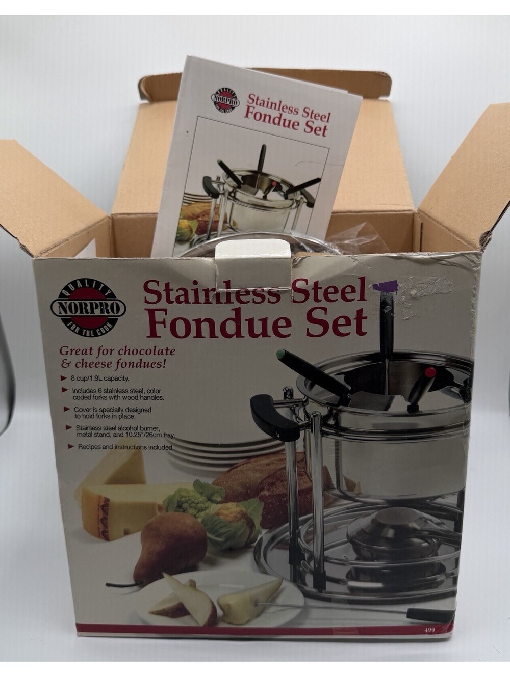 Norpro Stainless Steel Fondue Set 499 Cheese Chocolate Party 10 Pc Kit New